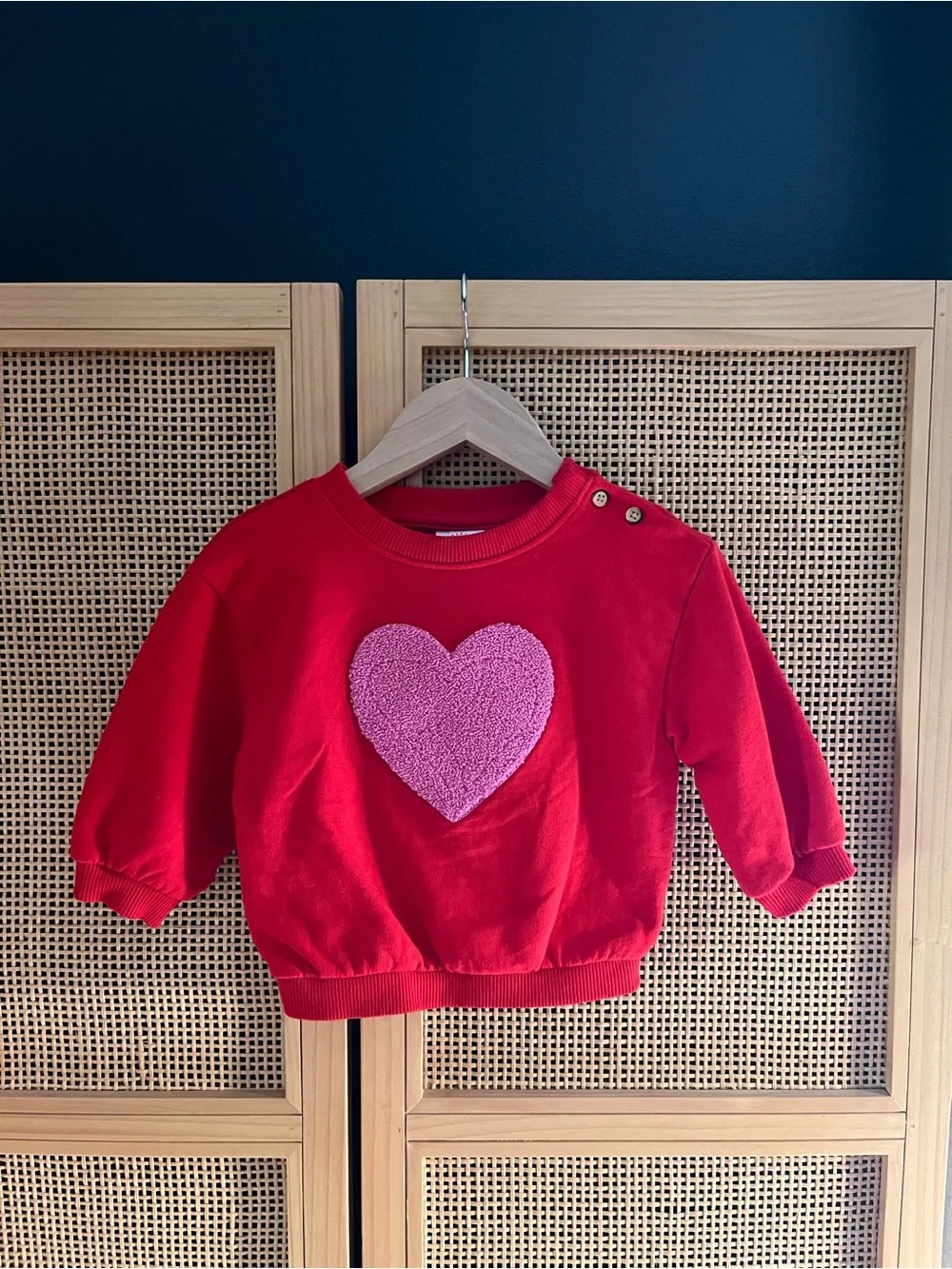 Cat & Jack 18M Red Sweatshirt with Pink Heart Patch
